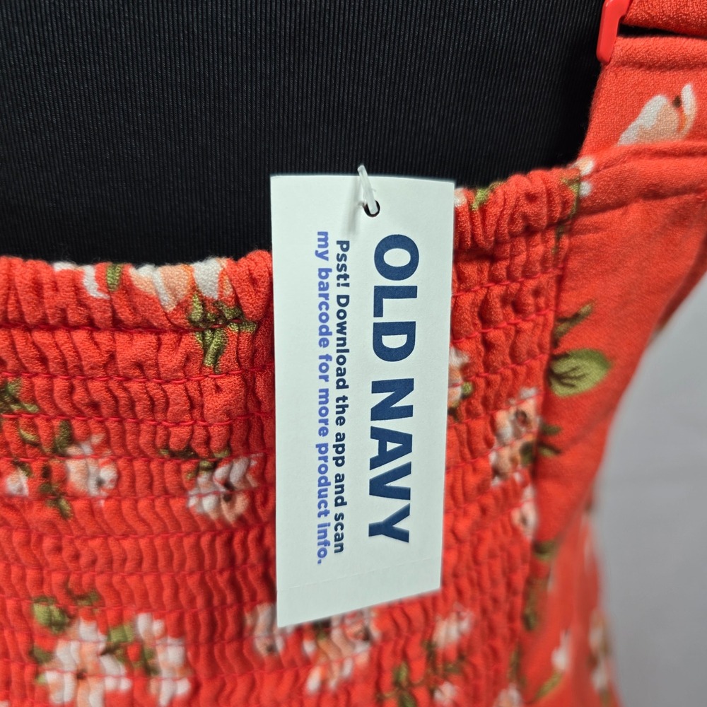 Old Navy Floral Print Dress Woman Small Tall Smocked Sleeveless Babydoll Cottage - Picture 4 of 12